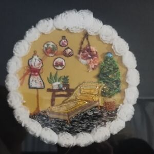 Elegant Mixed Media Art with Gold and White Details